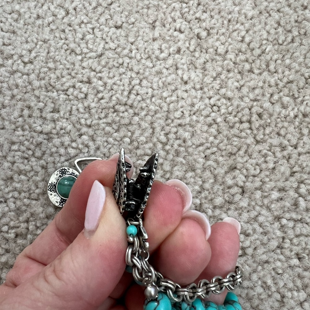 Lucky Brand Faux Turquoise and Silver Bracelet - Picture 6 of 7